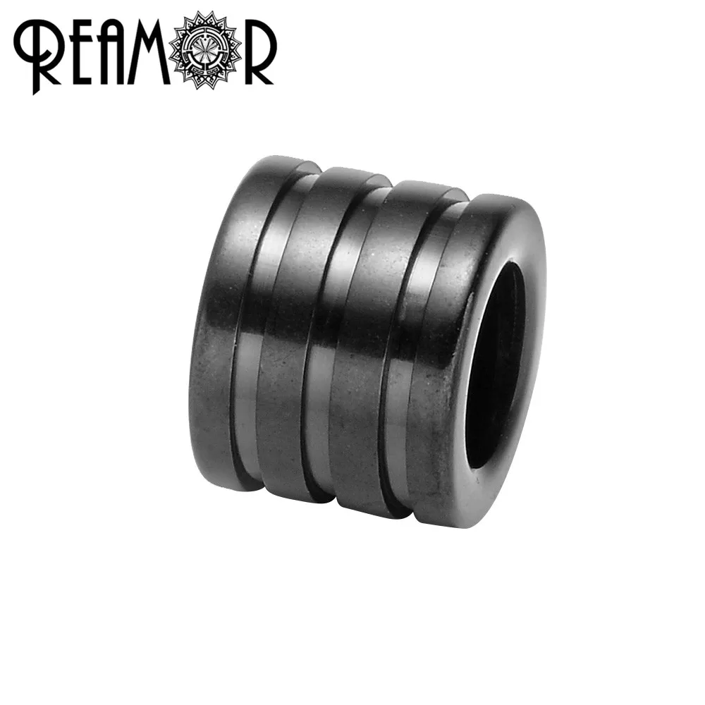 Black REAMOR 10 шт. 316L нержавеющая сталь 6 мм большое отверстие синий черный полосатая шайба бусины подвески для самостоятельного изготовления ювелирных изделий браслет металлические бусины - Цвет: Black