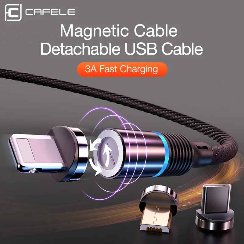 CAFELE Магнитный кабель Micro USB type C для iPhone samsung type-c, Магнитный адаптер для зарядки, кабель для мобильного телефона