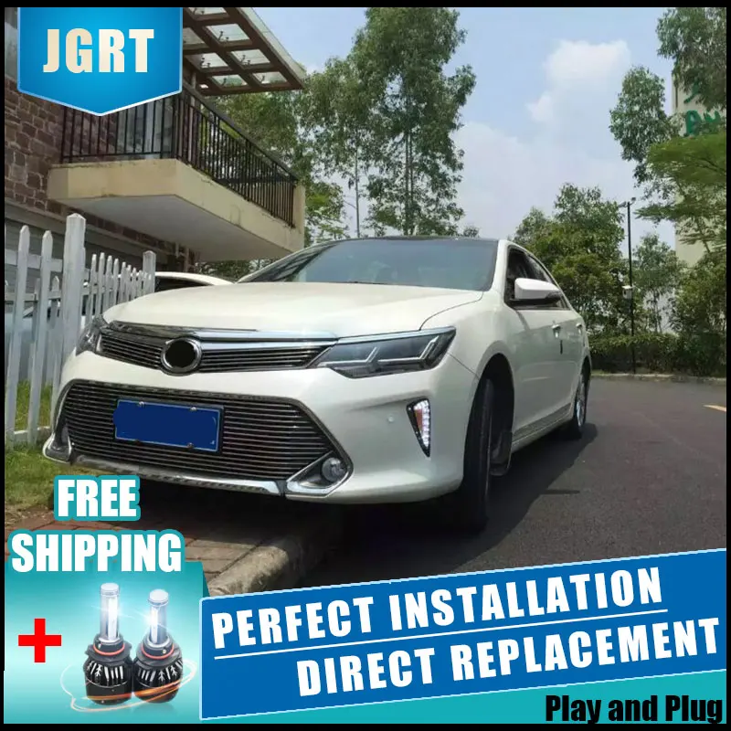 2 шт. светодиодный фары для Toyota Camry 2015-2018 Автомобильный свет двойной ксеноновые