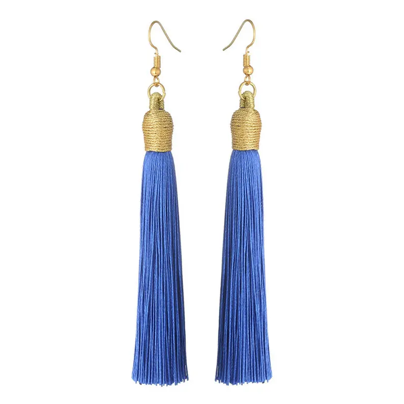 Royal Blue LOVBEAFAS длинные серьги с кисточками для женщин Boho висячие серьги с бахромой Свадебные винтажные массивные модные ювелирные изделия - Окраска металла: Royal Blue