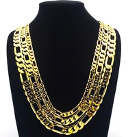statement jewelry yellow gold filled figaro necklace chain 8mm10mm12mm wide
