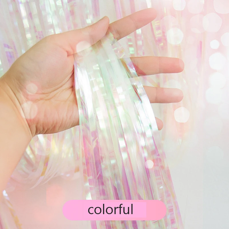colorful Aqumotic Shine Tassel затемненные вечерние шторы простой раздел Декор задний план украшения стены Свадьба День рождения комната интервал - Цвет: colorful