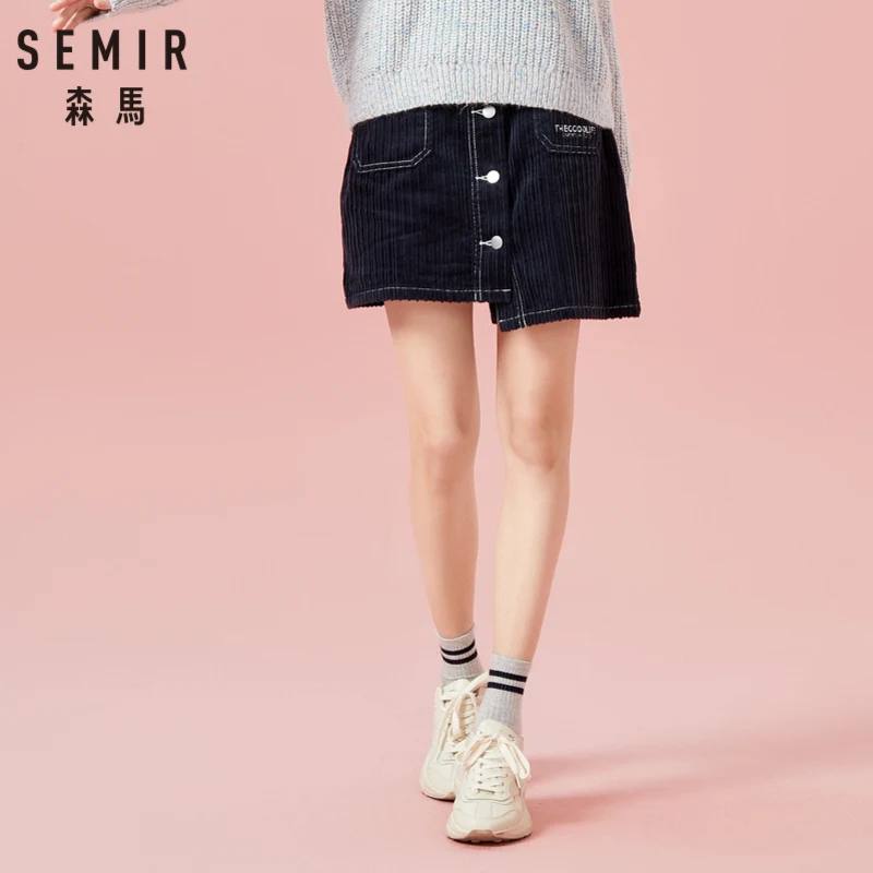 SEMIR Для женщин короткие Вельветовая юбка Высокая талия со съемной Туфли с