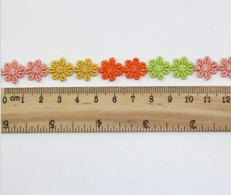 

30Yards 13mm Colorful Daisy Flower Lace Trim Knitting Wedding Embroidered Diy Handmade Patchwork Ribbon Sewing Supplies Crafts