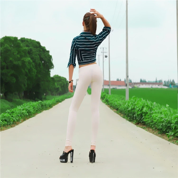 Новинка сексуальные прозрачные узкие брюки шелковые белые леггинсы