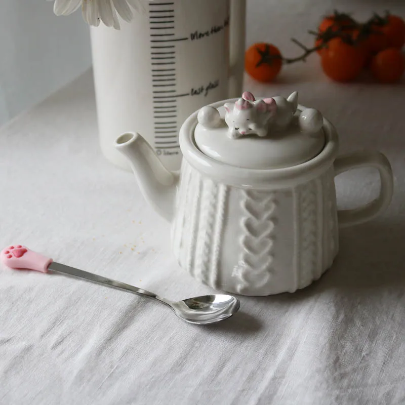 Кошка Мэри керамический чайный горшок с котом из шерстяной пряжи и кошки маленькая розовая чайная чашка милый Catoon фарфор