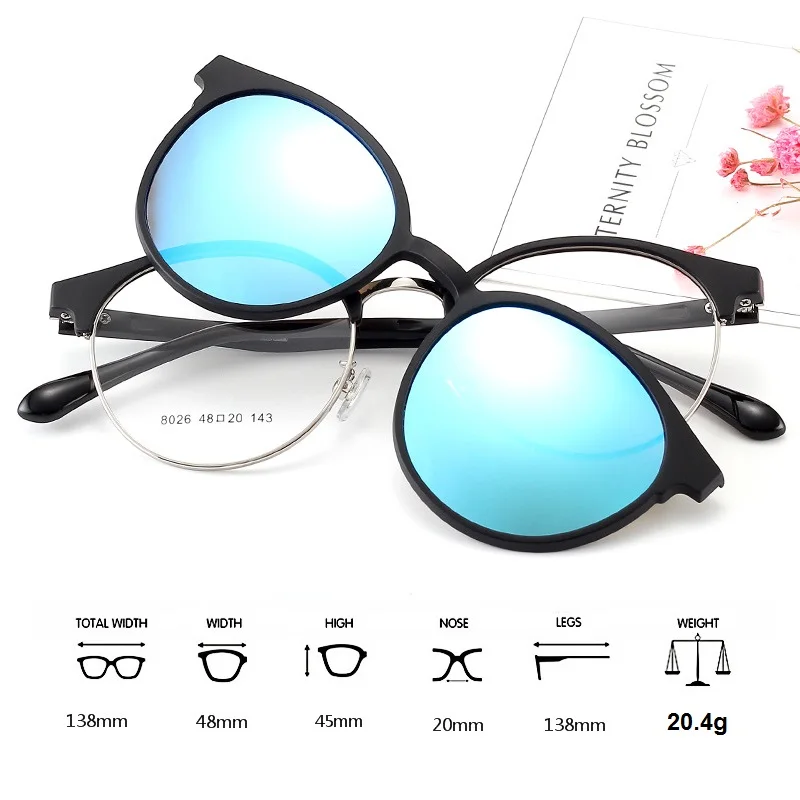 Женские солнцезащитные очки Cubojue с клипсой поляризационные магнитные линзы в