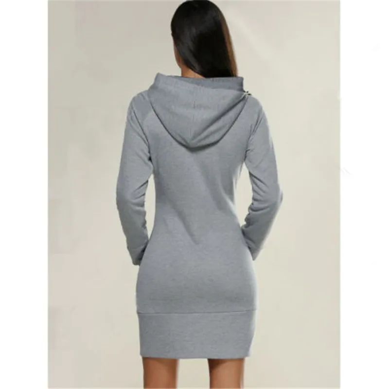 Женский Повседневный джемпер с капюшоном однотонный длинным рукавом и карманом