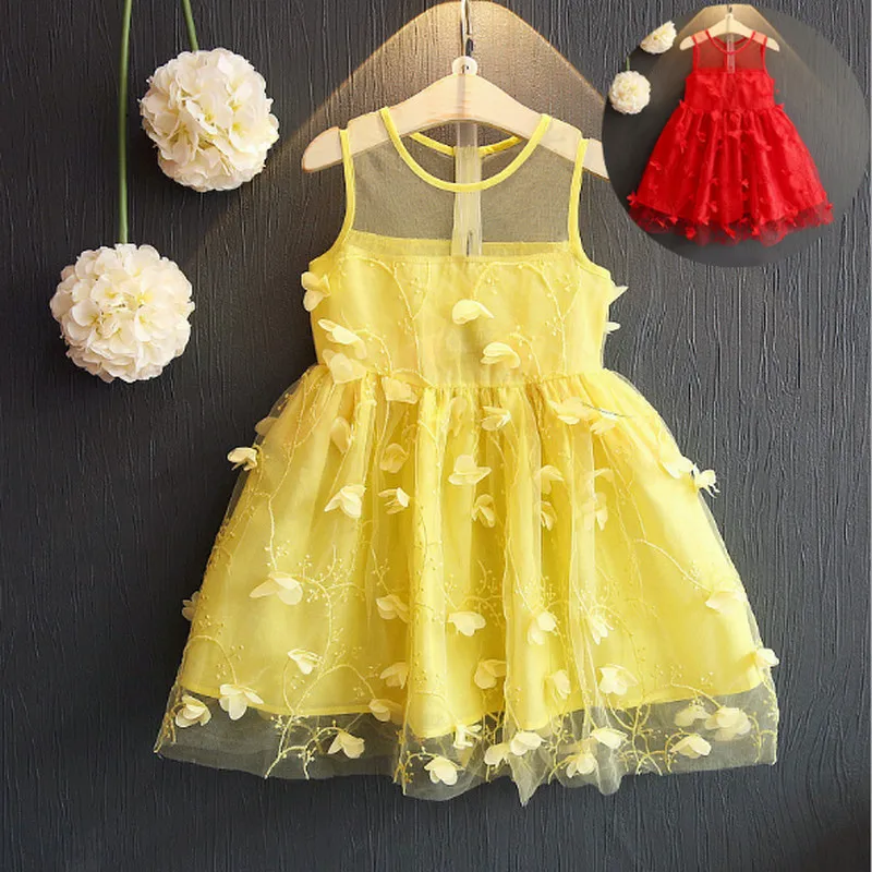 Girls Dress Summer Sleeveless Elegant Princess Fashion Baby Girl Clothes Three-Dimensional Flowers Dresses Tutu A068 | Детская одежда и