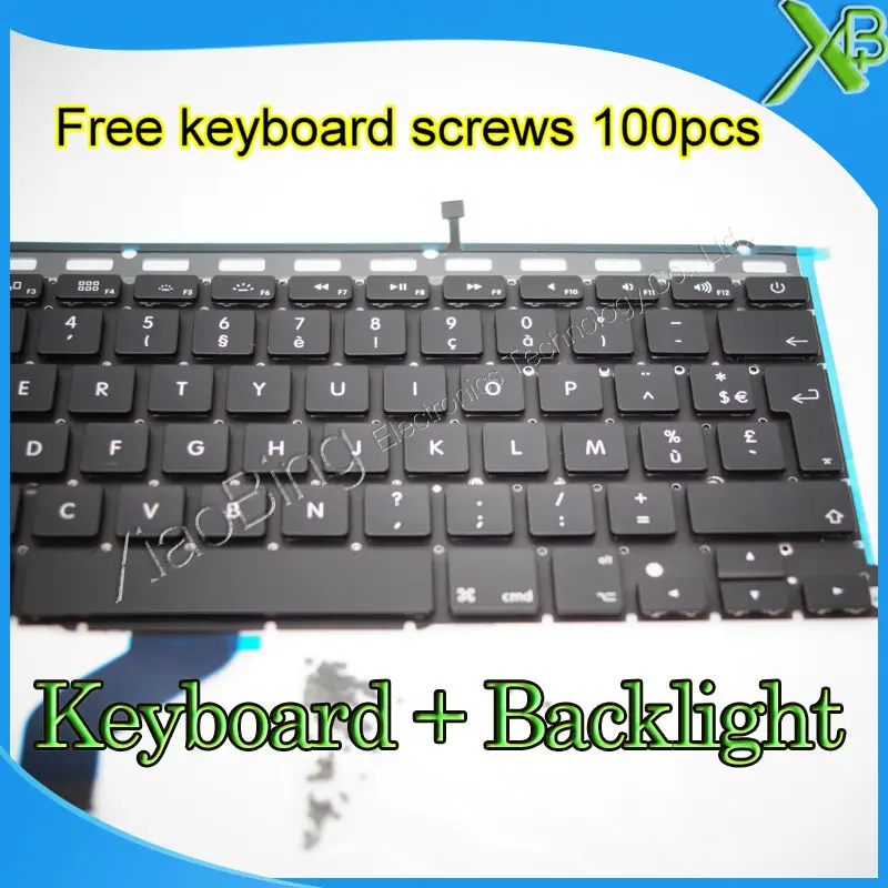 Совершенно новая Французская клавиатура AZERTY FR + Подсветка 100 шт. винтов
