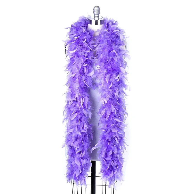 Light Purple 2 метра Голубое озеро Супер утолщаются чанделла индейки перья боа отделка 80 г шарф/Mardi Gras boas платье Марабу перья для рукоделия - Цвет: Light Purple