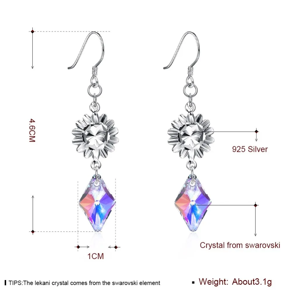 Женские серьги с кристаллами Swarovski LEKANI модные бриллиантами из бутика 925 пробы