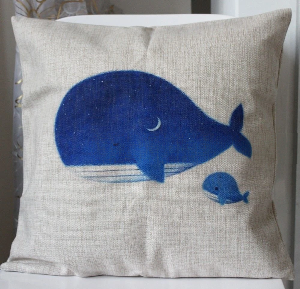 Милое голубое платье подушка в форме Кита Крышка стола Льняные Декоративные