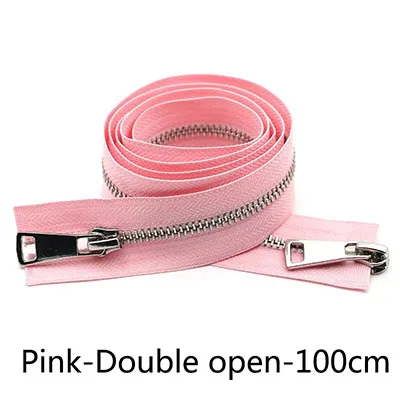 PinkDouble-100CM Meetee15-120cm 5# металлическая молния двойные ползунки самофиксирующиеся Длинные молнии DIY пуховик сумка брюки одежда швейный Декор Аксессуары - Цвет: PinkDouble-100CM