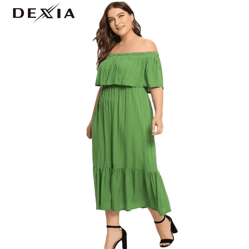 DEXIA лето плюс размеры 3XL 4XL 5XL для женщин большой платье повседневное однотонные