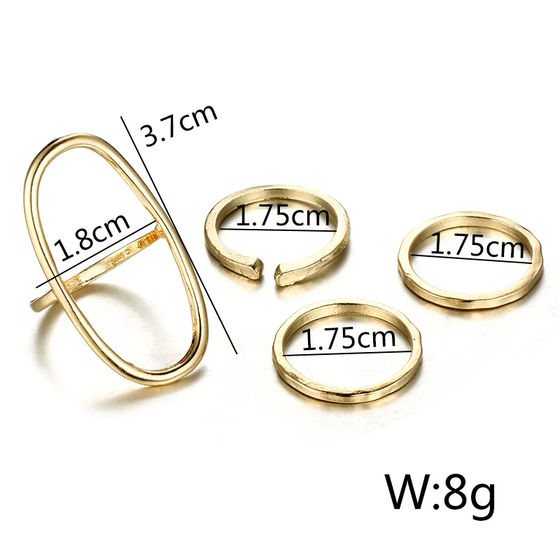 4 шт./компл. простое стильное геометрическое кольцо на палец для женщин полое
