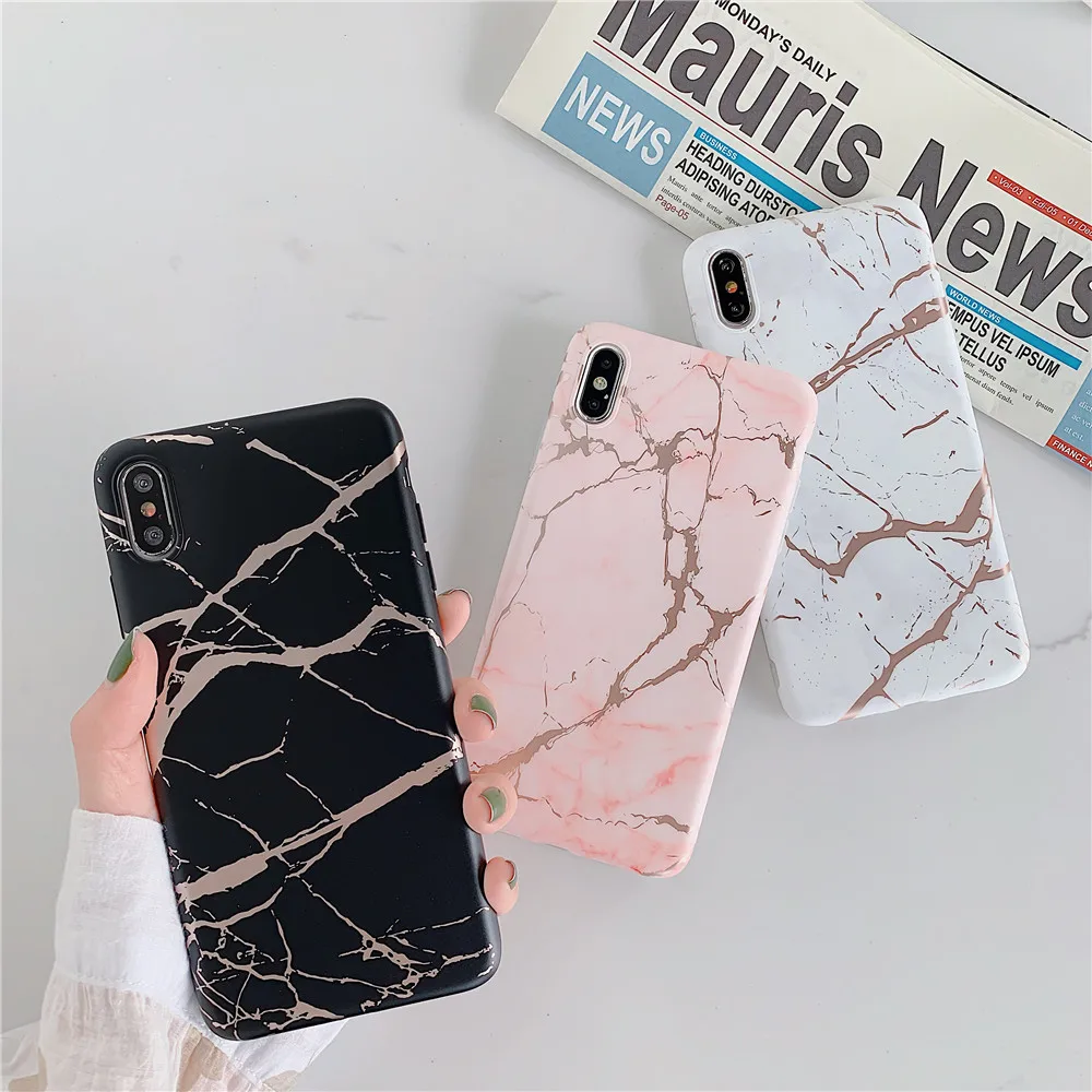 Для iPhone 8 7 6s 6 Plus X Мягкий ТПУ силиконовый чехол с мраморным рисунком