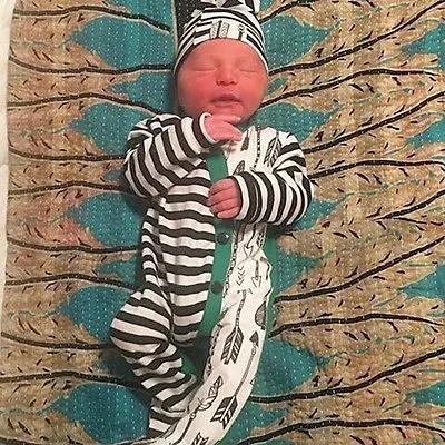 

New Rompers Newborn Baby Girl Boy Long Sleeve Stripe Arrow Romper Jumpsuit Outfits Baby Autumn Cotton Clothes