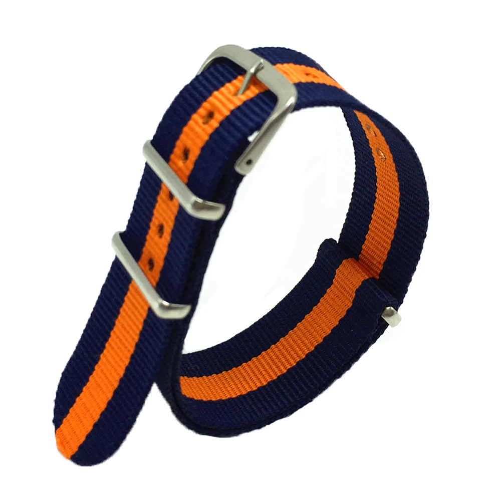 Ремешок для часов Carty из нейлона и нержавеющей стали в полоску синего/оранжевого