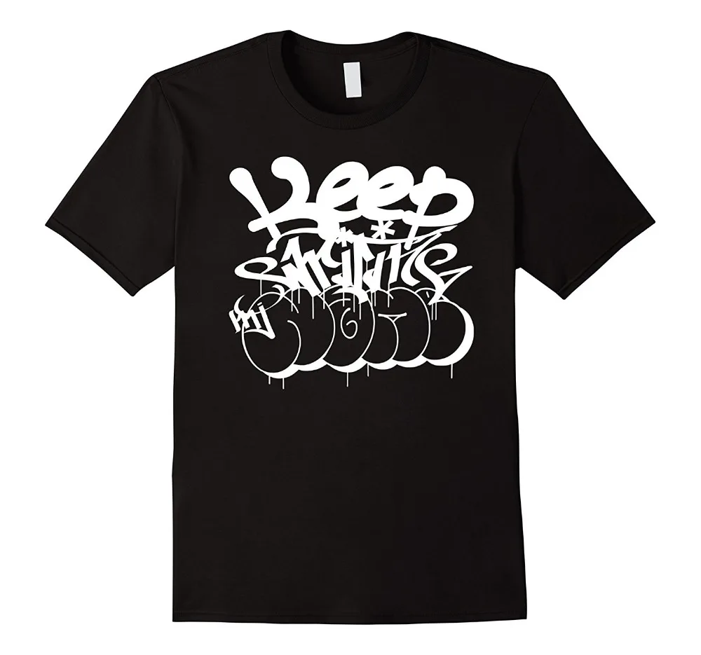Новинка 2019 летняя мужская футболка белая хлопковая с надписью keep wrimy Name - graffiti Bomb |