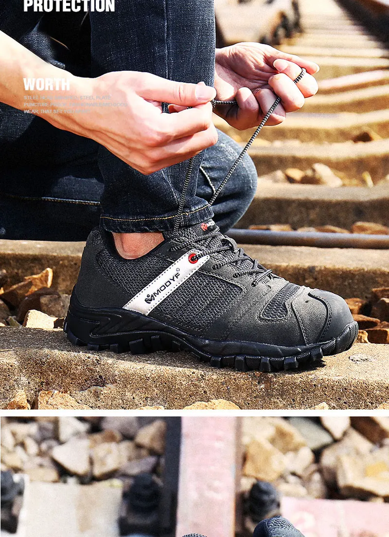 Mens Boots Steel Toe Work Safety Shoes Anti-smashing Puncture Proof Breathable Men Casual Sneakers Indestructible Shoes Safty