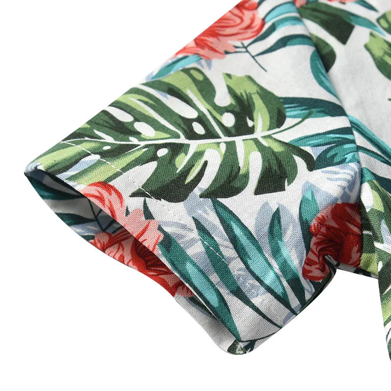 

Two-piece Flower Button Down Short-Sleeve Boys Shirts Hawaiian Bohemia Shirts AN88