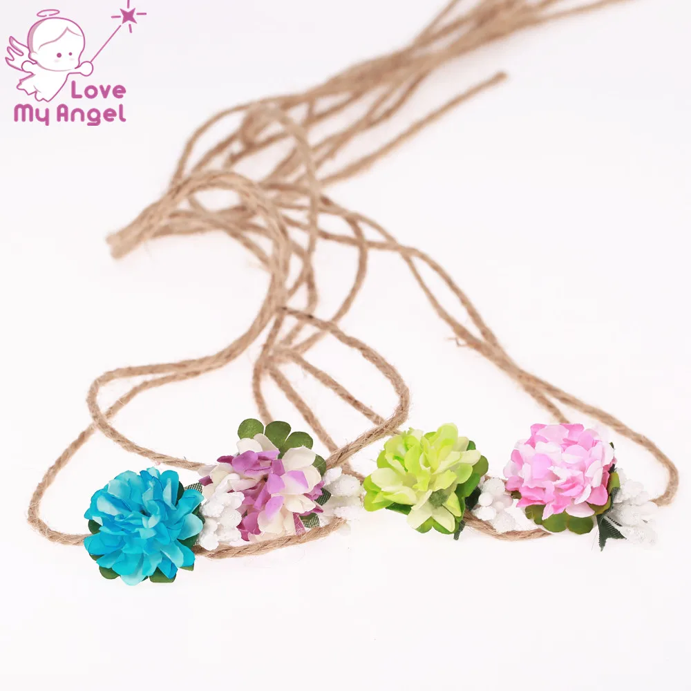 girl organic tieback paper flower headband photography props girls first birthday crown shower 480pcs/lot | Детская одежда и обувь