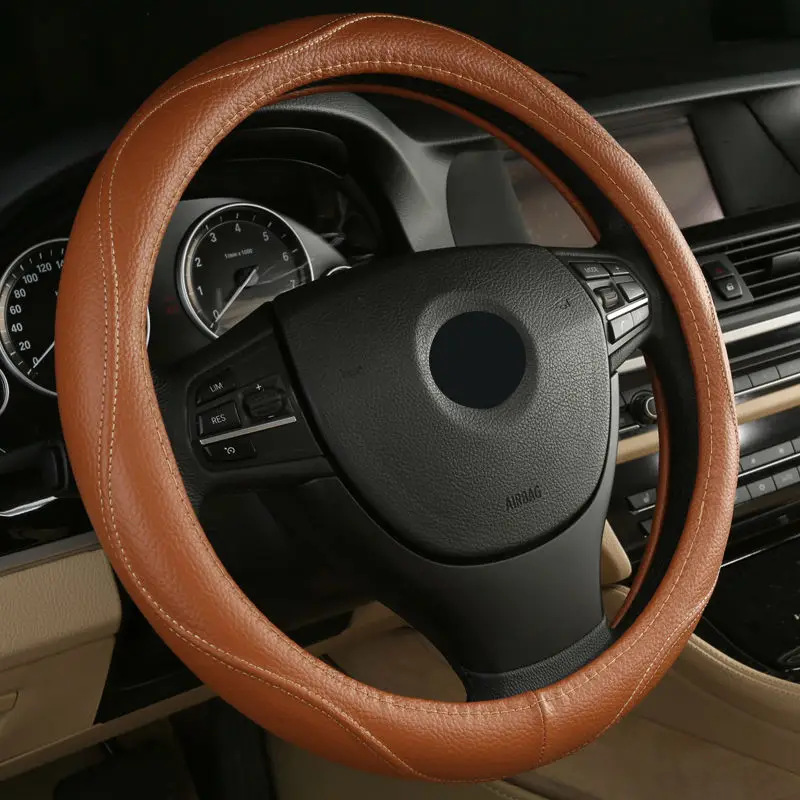 Горячая продажа кожаный Авто чехол рулевого колеса автомобиля анти поймать для