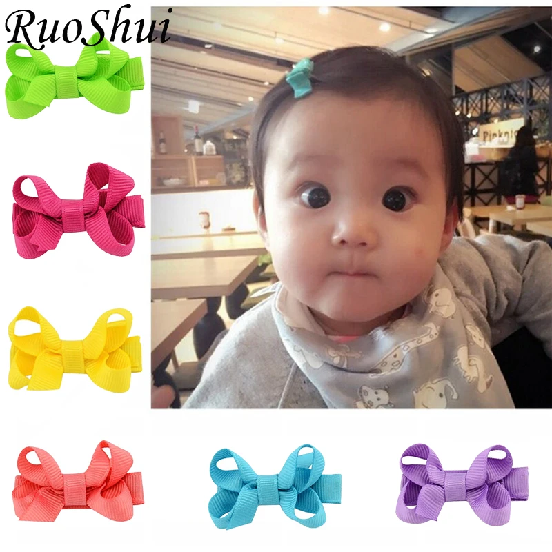 2 шт. маленькие однотонные мини заколки с бантом для девочек милые ленты волос