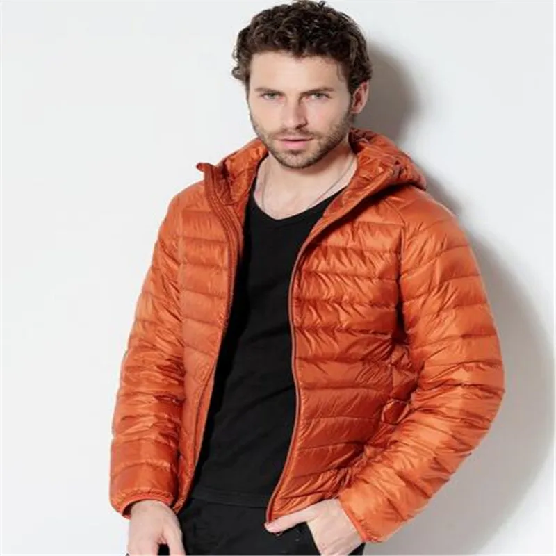 Новинка 2017 Мужская портативная куртка на белом утином пуху пуховик с капюшоном