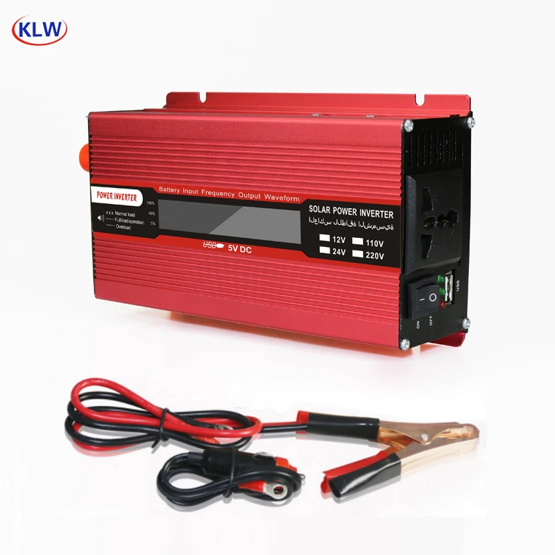 Портативный автомобильный преобразователь напряжения с цифровым дисплеем 1500 Вт