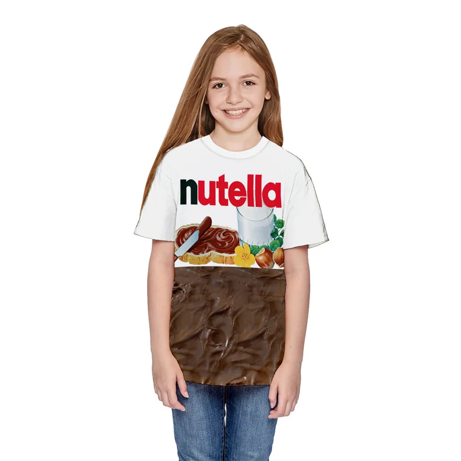 Г. Летняя детская 3D футболка с принтом Nutella для мальчиков и девочек, забавная пародийная жизнь, как еда, Шоколадный Соус детский пуловер, футболка