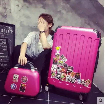 Pink 20 Inch with 14 Бренд 20 дюймов 24 дюймов сумки на колёсиках Чемодан чехол Spinner чехол тележка костюм чехол Для женщин Путешествия Чемодан костюм чехол посадки колесных чехол - Цвет: Pink 20 Inch with 14