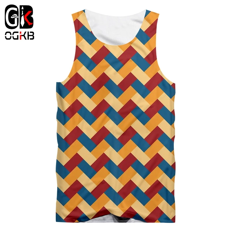 OGKB Unisex Tank Top Summer Cool Print Rainbow 3D Singlets Vest For Women/men Hiphop Punk Gothic Shirts Sleeveless Tees 5XL | Мужская