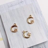 20pcslot new arrival fashion jewelry gold color tone moonstar with rhinestone charm for diy jewelry making earring accessories