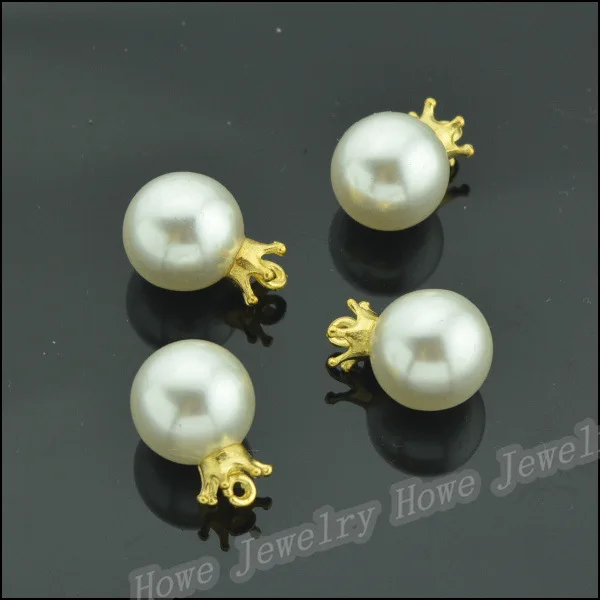 

Free Shipping! 50pcs/lot Gold color Pearl with crown pendants pearl charms for necklace 20x14mm wholesale