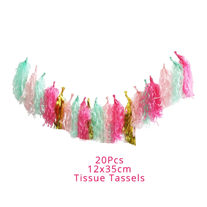 tissue garland Cyuan, фламинго, вечерние, Декор, розовая бумага с фламинго, тарелка, салфетки под чашки, Летний пляж, бассейн, вечерние, сувениры, день рождения, украшение для детей - Цвет: tissue garland