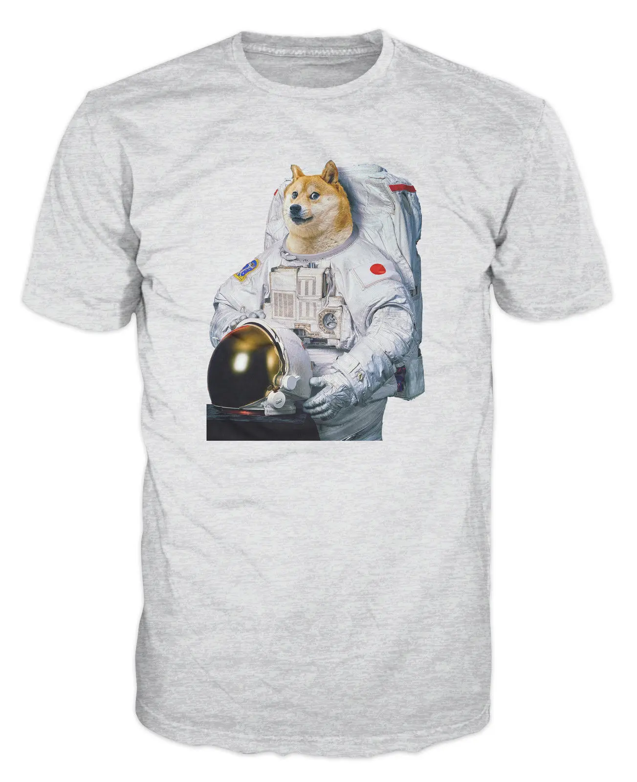 

Men 2019 New Short Sleeve Hipster Doge Dog Astronaut Funny Meme Hipster T-Shirtmale Tees