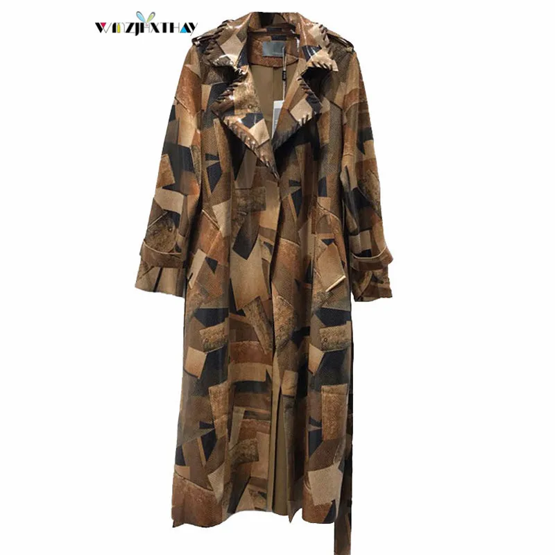 Осень 2018 г. Новый для женщин Мода Досуг Threading нагрудные Пояс пальто Высокое