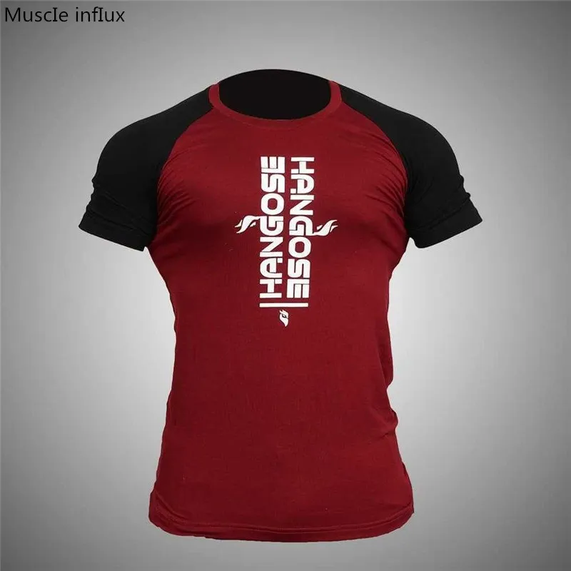 

New Fitness Top Sport T Shirt Men Cotton Bodybuilding Running Shirt Men Crossfit Tshirt Workout Mens Gym Shirt Quick Dry T-Shirt