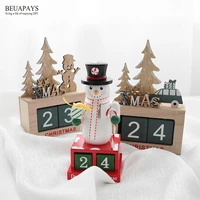1pcs wooden crafts christmas desk calendar figurines diy wooden gift mini christmas tree decoration snowman calendar handmade