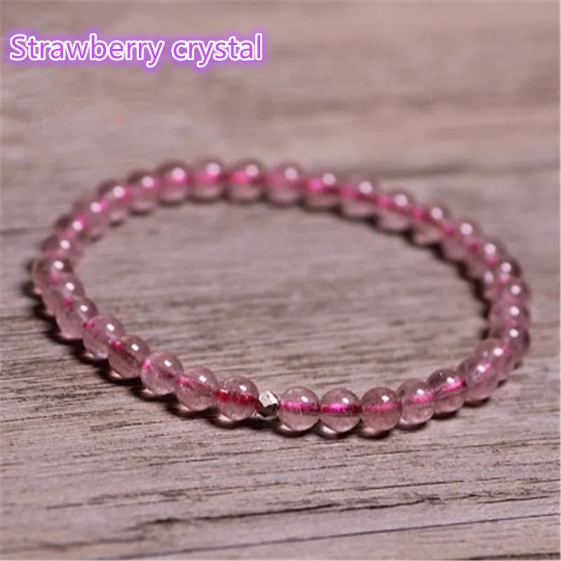 Strawberry crystal Хрустальный Браслет аметист розовый кварц Рутиловый лунный камень Малахит цитрин перидот Аквамарин гранат лазурит морганит - Цвет камня: Strawberry crystal