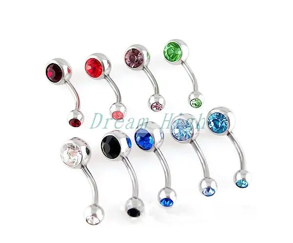 

HENGKE Jewelry Free Shipping Navel Piercing Hot Sell Double belly ring Jewelry Body piercing 60pcs/lot Mixed color