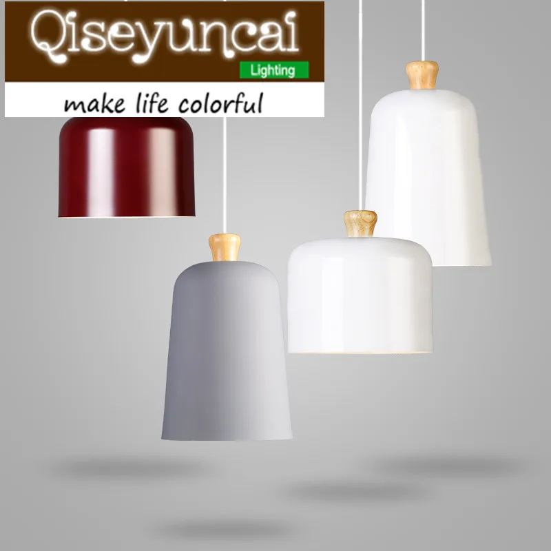 Qiseyuncai The Nordic minimalist wooden single head E 27 aluminum chandelier of modern Restaurant Simple lighting free shipping | Лампы и