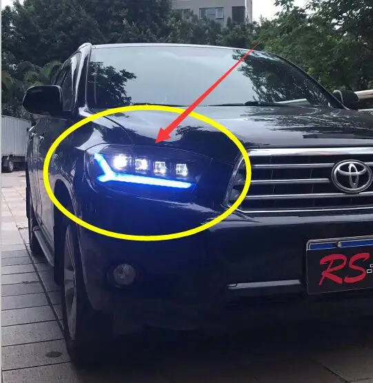 2 шт. 2008 2009 2010 2011y налобный фонарь для Toyota фара Highlander All in Светодиодный динамический