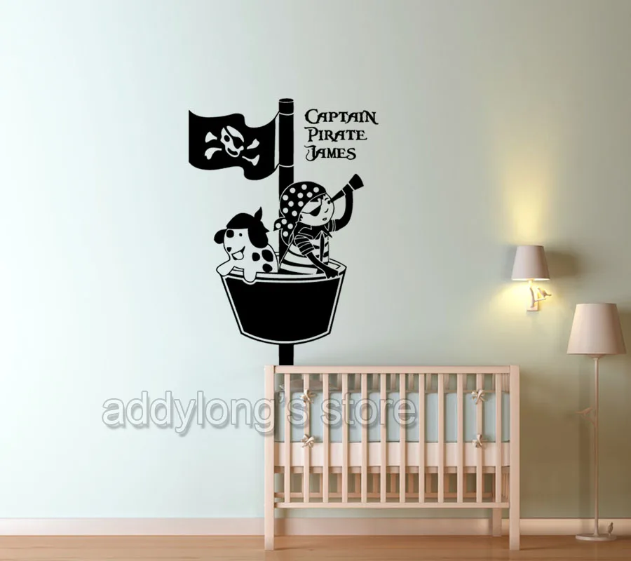 Персонализированная виниловая наклейка на стену с именем пиратов кораблей