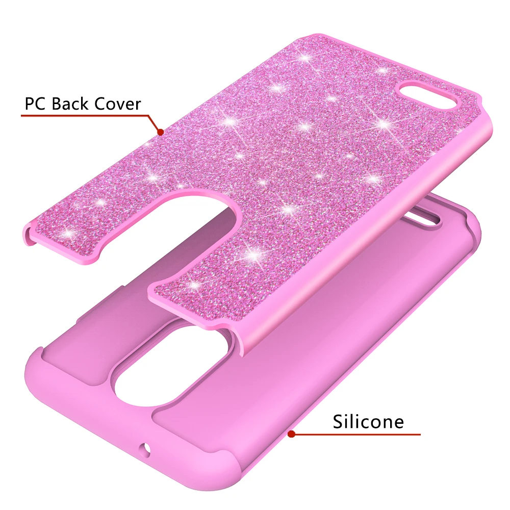 HYAZLZ Case for LG Aristo 2 K8 K10 V30 2018 K30 Glitter Silicone PC Back Cover X Power2 ThinQ K20 Plus Stylo 4 |
