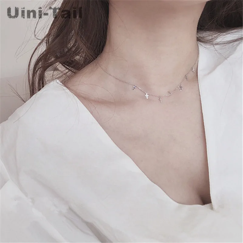 Короткое ожерелье Uini Tail из стерлингового серебра 925 пробы с крестом простой