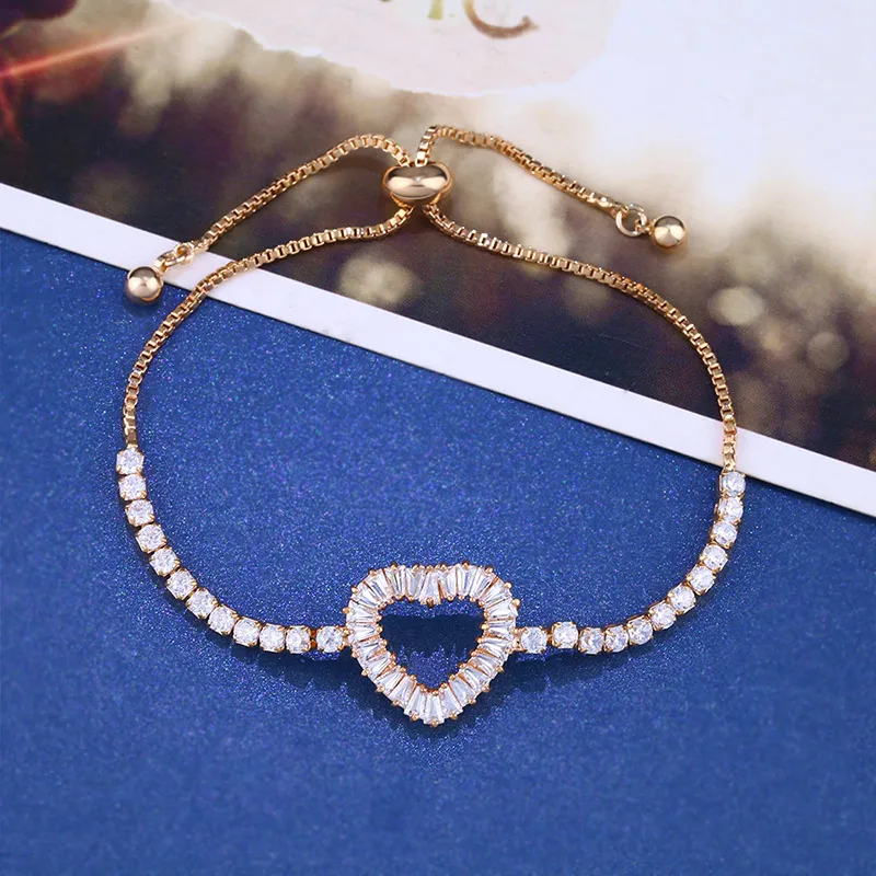 Простой дизайнерский браслет OCESRIO с кристаллами в форме сердца для женщин