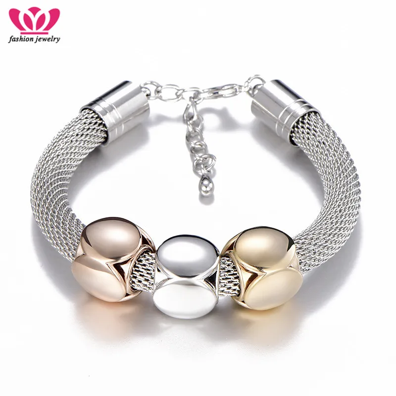 Женский браслет с бусинами регулируемые браслеты из розового золота в стиле панк